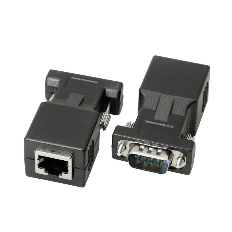 XMSJSIY DB9 RS232 to RJ45 Extender, DB9 9-Pin Serial Port Female&Male to RJ45 CAT5 CAT6 Ethernet LAN Extend Adapter Cable-2pcs (2-Adapter) - Image 3